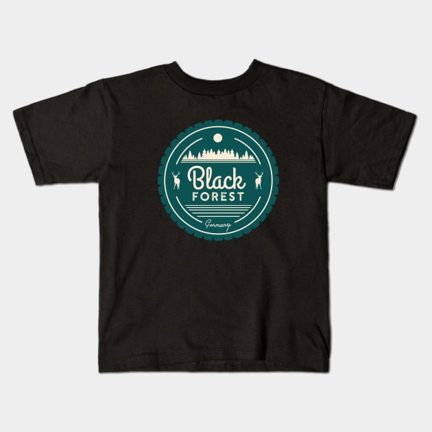 Black Forest Germany Vintage Forest Deer Kids T-Shirt by Foxxy Merch